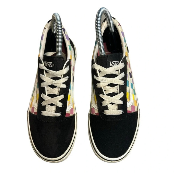 Vans Old Skool Rainbow Checkerboard Girl’s Missy 3 Sneakers Canvas Suede Low Top - Picture 4 of 8